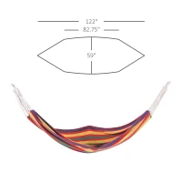 Outsunny 83"x59" Outdoor Hammock Bed Swing Chair, Patio Lounge Garden Camping Hiking Travel Hammock Only for Backyard, Garden, Mixed-red(m-3)