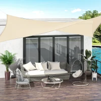 Outsunny Rectangle 13' x 20' Canopy Sun Sail Shade Garden Cover UV Protector Outdoor Patio Lawn Shelter with Carrying Bag (Cream White)(m-8)