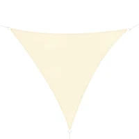 Outsunny Triangle 10' x 10' x 10' Outdoor Sun Shade Sail, Garden Cover UV Block Fabric Canopy for Patio, Deck, Cream(m-2)