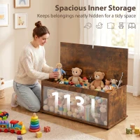 HOMCOM 39.5" Storage Chest with 2 Safety Hinges, Storage Box Organizer with Flip-Top Lid, Entryway Storage Bench, Rustic Brown(m-4)