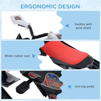 Soozier GT Snow Racer Sleds for Kids with Padded Rubber Seat Traction Rope, Snow Motor with Wind Shield Handle and Anti-Slip Pedal, Winter Gift for Boys Girls Red(m-5)