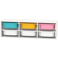 Qaba Kids Toy Storage Organizer with 6 Removable Plastic Bins for Toddlers, Toy Box for Bedroom, Nursery, Playroom(m-2)