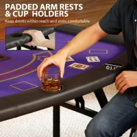 Soozier Poker Table Foldable, 72" Portable Casino Blackjack Table for 8 Players with Felt Surface, Cup Holders, Dark Blue(m-7)