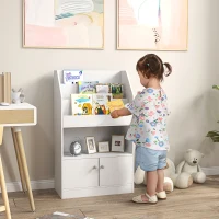 Qaba Toy Storage Organizer Shelf, Kids Bookshelf for Bedroom, Playroom, Nursery, White(m-1)