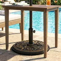 Outsunny 18" 20 lbs Round Resin Umbrella Base Stand Market Parasol Holder with Decorative Rose Floral Pattern & Easy Setup, for Φ1.5", Φ1.89" Pole, for Lawn, Deck, Backyard, Garden, Bronze(m-2)