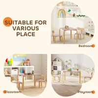 Qaba Kids Table and 2 Chair Set, Children Multi-Activity Furniture Set for Playing, Learning, Eating, Craft, Pink(m-7)