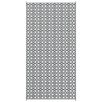 Outsunny Reversible Outdoor Rug, Waterproof Plastic Straw RV Rug with Carry Bag, 9' x 18', Black and White Clover(m-2)