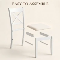 HOMCOM Dining Chairs Set of 2, Upholstered Kitchen Chairs with Rubberwood Frame, Padded Seat and X-Back, White(m-7)