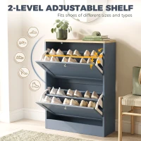 HOMCOM Slim Shoe Storage Cabinet, Modern Shoe Cabinet with 2 Flip Drawers and Adjustable Shelves for 8-12 Pairs, Blue(m-7)