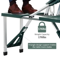 Outsunny Folding Picnic Table Chair Set Junior Outdoor Seating Portable Bench Dark Green(m-5)
