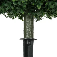 HOMCOM Artificial Boxwood Trees w/ Ground Stake, Set of 2 Ball Shaped Topiary Trees for Home Office & Living Room, UV Resistant(m-9)