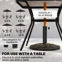 Outsunny 26lbs Heavy Duty Umbrella Base, 17" Umbrella Stand Outdoor Base with Decorative Pattern, for Patio, Outdoor, Swimming Pool, Bronze(m-4)