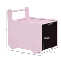 Qaba's Kids' Storage Cabinet, Organizer for Books, Crafts, Rollable Toy Chest Safely Transport Bookshelf with Included Wheels, Clean Play Room, Pink(m-3)