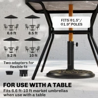 Outsunny 18" 20 lbs Round Resin Umbrella Base Stand Market Parasol Holder with Decorative Rose Floral Pattern & Easy Setup, for Φ1.5", Φ1.89" Pole, for Lawn, Deck, Backyard, Garden, Bronze(m-4)