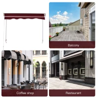 Outsunny 6' Drop Arm Manual Retractable Window Awning Sun Shade Shelter for Patio Balcony Outdoor, Aluminum, Wine Red(m-7)