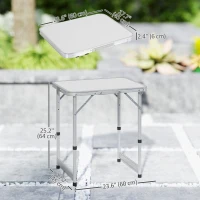 Outsunny Folding Adjustable Patio Picnic Table Portable Camping Dining Lunch Table Aluminum Frame Silver(m-3)
