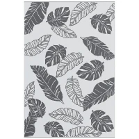 Outsunny Reversible Outdoor RV Rug, Patio Floor Mat, 6' x 9' Plastic Rug for Backyard, Deck, Beach, Camping, Grey and White(m-2)