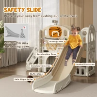 Qaba 7-in-1 Toddler Slide, Kids Slide for Ages 1-6 Years w/ Ring Toss, Basketball Hoop, Telescope Climber, Storage Space(m-6)