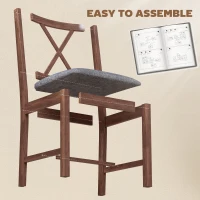 HOMCOM Set of 2 Dining Chairs, Upholstered X-Back Dining Room Chairs with Rubberwood Legs and Padded Seat, Walnut(m-8)