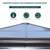 Outsunny 10' x 10' Hardtop Gazebo Canopy with Polycarbonate Roof, Aluminum Frame, Permanent Pavilion Outdoor Gazebo with Netting, for Patio, Garden, Backyard, Deck, Lawn, Black, Beige(m-4)