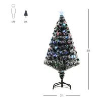 HOMCOM 4ft Pre-Lit LED Optical Fiber Christmas Tree Artificial Seasonal Decor(m-3)