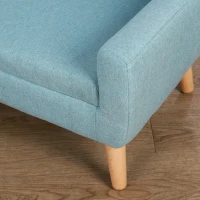 Qaba 2-Seat Kids Sofa, Toddler Sofa Couch, Linen-Like Fabric & Wood Frame Sofa Chair for Ages 3-7, 11" High Seat, Blue(m-9)