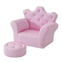 Qaba Kids Sofa Set with Footstool, Princess Sofa with Diamond Decoration(m-1)