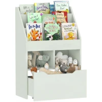 HOMCOM Kids Bookcase with Storage Drawer for Books, Reading Nook, for Classroom, Bedroom, Playroom, Green(m-9)