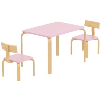 Qaba Kids Table and 2 Chair Set, Children Multi-Activity Furniture Set for Playing, Learning, Eating, Craft, Pink(m-2)