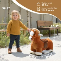 Qaba 6V Battery Powered Ride on Horse with Music, Forward, Foot Pedal, Soft Touch, Washable Cover, for 1.5-5 Years Old(m-3)