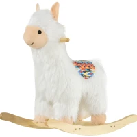 Qaba Kids Ride-On Rocking Horse Toy Llama Style Rocker Soft Plush Fabric for Children 3+ Years(m-1)