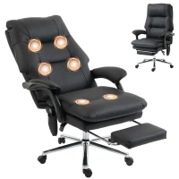 HOMCOM Massage Office Chair with 6-Point Vibration, Pet-Friendly Faux Leather Ergonomic Executive Desk Chair, Black(m-11)