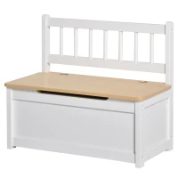 HOMCOM 2-in-1 Kids Wooden Toy Organizer Chest Storage Box with Seat Bench Cabinet Chunk Cube with Safety Pneumatic Rod White(m-11)