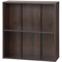 HOMCOM Wood Small Bookshelf 2 Tier Storage Rack Chest Unit Home Office Furniture Walnut(m-11)