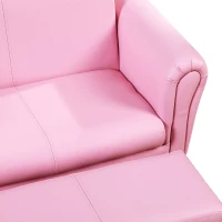 Qaba Kids Sofa Set with Footstool for Toddlers and Babies, Pink(m-8)