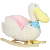 Qaba Baby Rocking Horse, Kids Ride on Pelican Rocking Horse for Toddlers 18–36 Months with Realistic Duck Sound, White(m-11)
