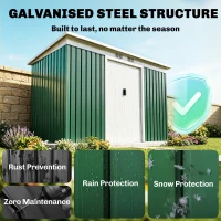 Outsunny 9' x 4' Metal Outdoor Storage Shed, Tool House with Double Lockable Doors for Backyard, Patio, Lawn, Garage, Dark Green(m-4)