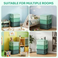 Qaba 3 Tier Kids Storage Unit, Toy Organizers and Storage with 3 Drawer for Bedroom Nursery Living Room for Boys Girls Green(m-6)