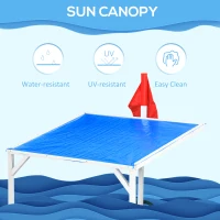 Outsunny Kids Sandbox with Canopy, Pirate Ship Wooden Sand Boxes with Bench for Backyard, Sand Pit for Toddlers, 83" x 43", Blue(m-6)