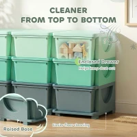 Qaba 3 Tier Kids Storage Organizer with 9 Drawers for Bedroom, Nursery, Kindergarten, Living Room, Boys and Girls, Green(m-7)