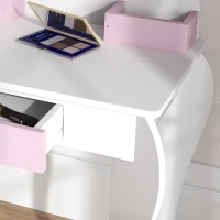 Qaba Kids Makeup Vanity Set with Stool, Mirror, Drawer, Storage Boxes, Unicorn Design, White(m-11)