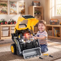 Qaba Truck Engine Toy, Kids Mechanic Repair Set with Spray, Lights, Sounds, Educational Excavator Gifts for 3-6 Years(m-2)