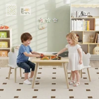 Qaba 3 Piece Kids Table and Chair Set with Convertible Desk with Storage, 3 in 1 Toddler Table and Chair Set for Nursery(m-2)