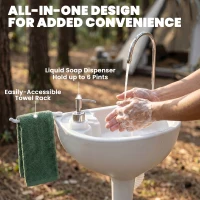 kleankin Portable Camping Sink, HDPE Handwashing Station Basin with 4.5 Gal Tank, 6.3 Gal Recovery Tank, Wheels & Soap Dispenser(m-6)