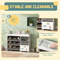 Qaba Toy Storage Organizer with 11 Non-Woven Fabric Boxes, Storage Cabinet & Shelves, for Kids Room, Nursery, Playroom White(m-5)