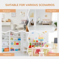 HOMCOM 6-Cubby Kids Bookcase with Reading Nook and Cushion, Multi-Purpose Storage Organizer for Bedroom, Living Room, Pure White(m-6)