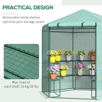 Outsunny Walk-in Greenhouse Outdoor 3 Tier 10 Shelf Warm House Garden Hexagonal Hot House with Roll-Up Zipper Door & Steel Frame(m-7)