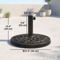 Outsunny 26 lbs Resin Round Umbrella Base Stand Market Parasol Base for Φ1.5", Φ1.89" Pole, for Backyard, Garden, Bronze(m-3)