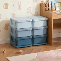 Qaba 3 Tier Kids Storage Organizer with 6 Drawers for Bedroom, Nursery, Kindergarten, Living Room, Boys and Girls, Blue(m-10)