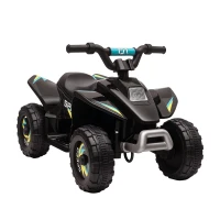 Aosom Kids Ride on ATV, 6V Battery Powered Quad Car with Forward, Reverse Switch, for Boys Girls 18-36 Months, Black(m-9)